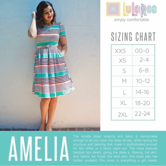 Lularoe Amelia Dress Size Large Coral Teal BNWT - Picture 9 of 9